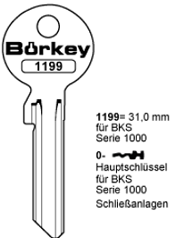 Afbeelding van Borkey 1199 / 0 Cilindersleutel voor BKS