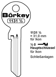Afbeelding van Borkey 1131½ / 0 Cilindersleutel voor ZEIS IKON Z70 - Z98