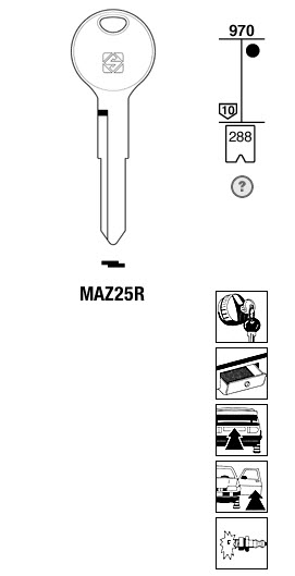 Afbeelding van Silca Autosleutel z/plastic kop brass MAZ25R