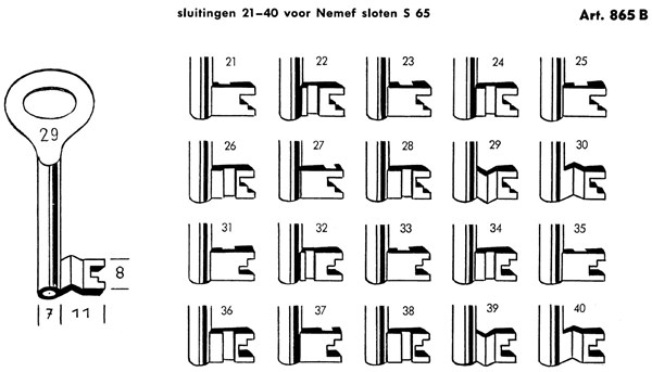 Afbeelding van Nemef klaviersleutel art. 865B (65N nieuw) /37
