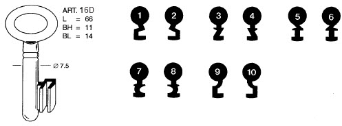 Afbeelding van Nemef grendelslotsleutel art. 16D (98N) /8