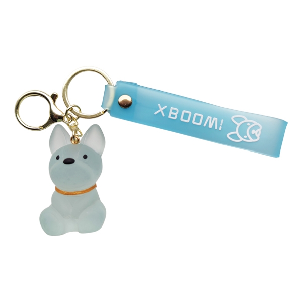 Afbeelding van Sleutelhanger Hond zittend met leren strap- Lichtblauw