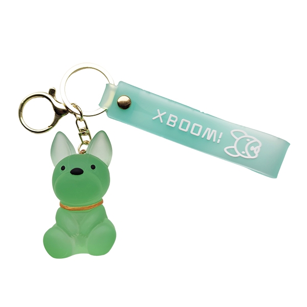 Afbeelding van Sleutelhanger Hond zittend met leren strap- Lichtgroen