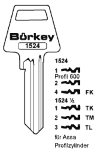 Afbeelding van Borkey 1524 2 Cilindersleutel voor ASSA