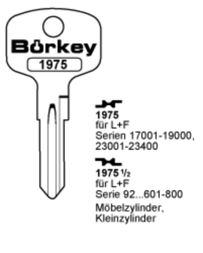 Afbeelding van Borkey 1975 Cilindersleutel voor L&F