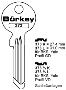 Afbeelding van Borkey 373½K Cilindersleutel voor BKS Y. VD NS