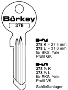 Afbeelding van Borkey 378½L Cilindersleutel voor BKS Y. VK NS