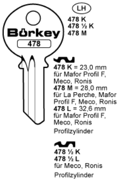 Afbeelding van Borkey 478½K Cilindersleutel voor RONIS ETC.