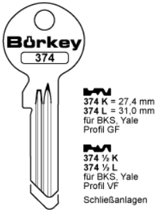 Afbeelding van Borkey 374½L Cilindersleutel voor BKS Y. VF NS