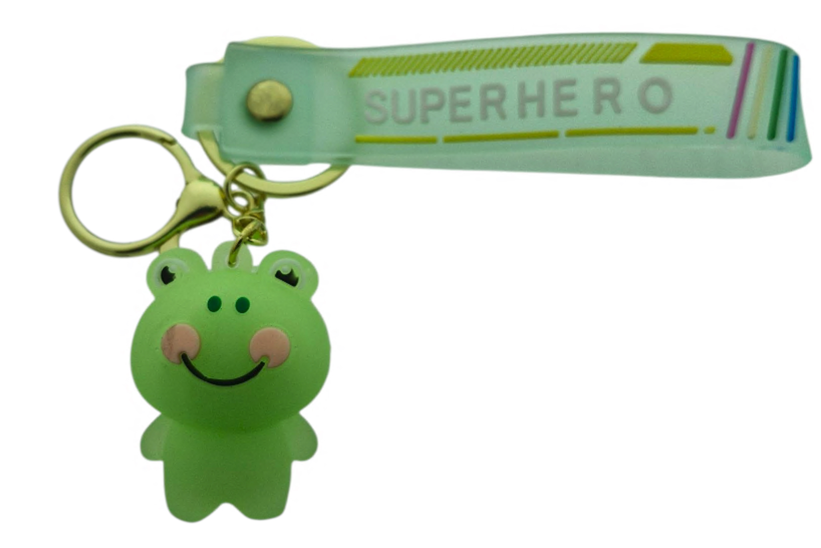 Afbeelding van Sleutelhanger Super Hero lichtgroen met strap (10 stuks)