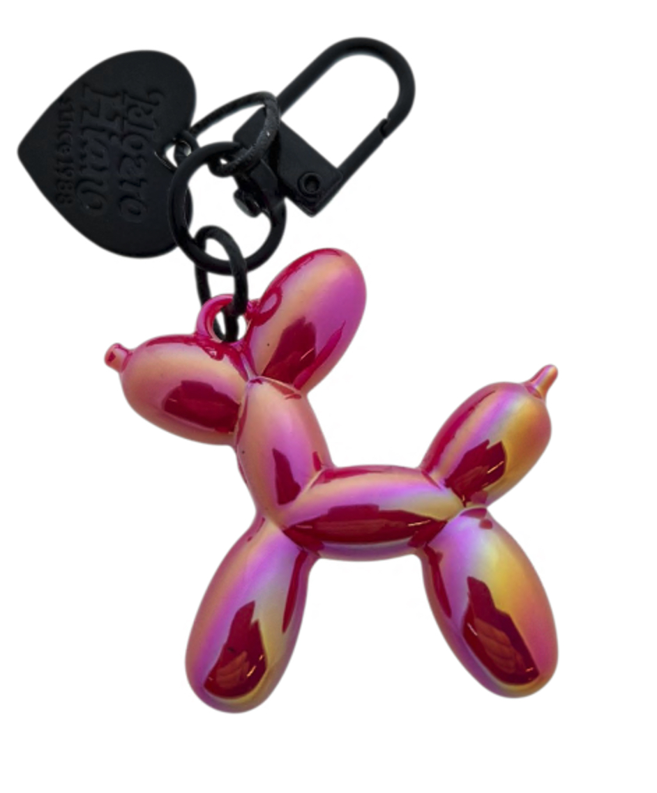 Afbeelding van Sleutelhanger Ballonhond met hartje roze parelmoer (10 stuks)