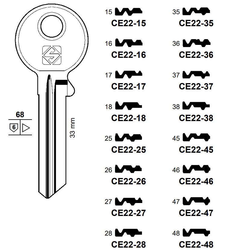 Afbeelding van Silca Cilindersleutel brass CE22-16