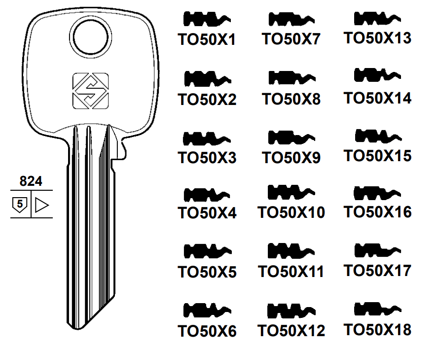 Afbeelding van Silca Cilindersleutel brass TO50X2