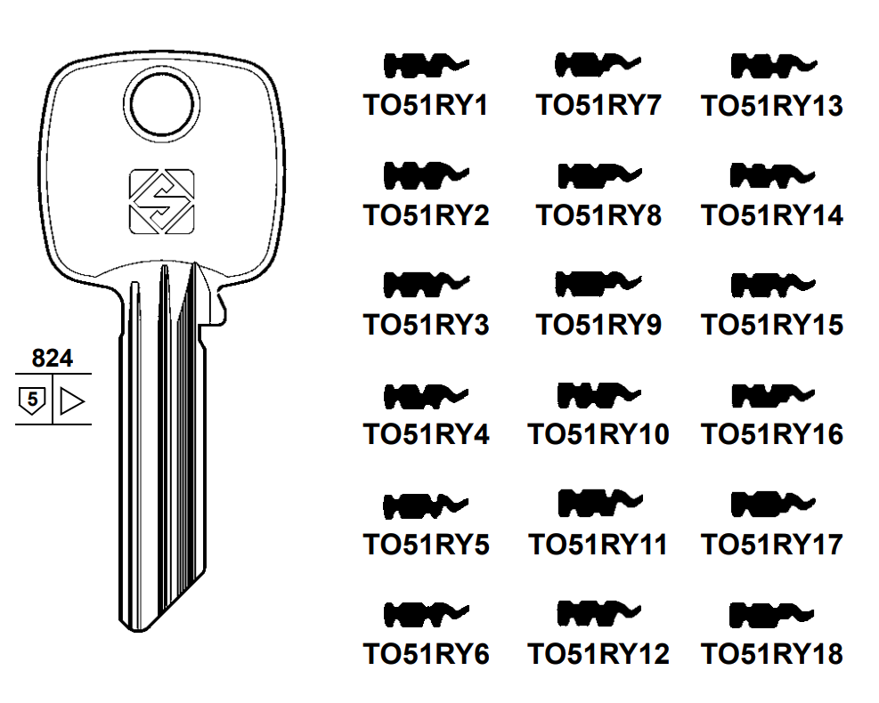 Afbeelding van Silca Cilindersleutel brass TO51RY10