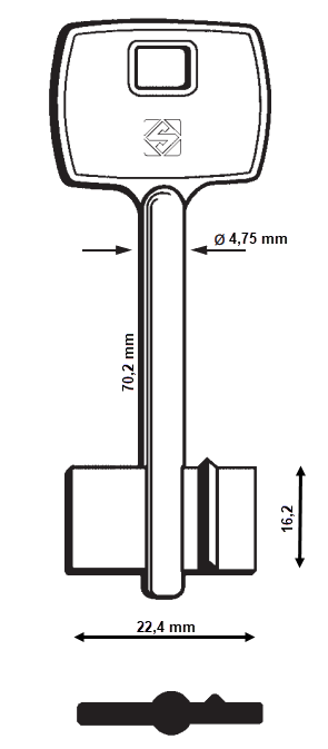 Afbeelding van Silca Klaviersleutel brass 5CB1