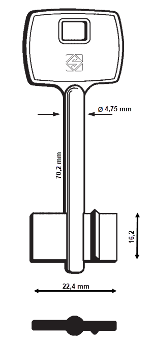Afbeelding van Silca Klaviersleutel brass 5CB2