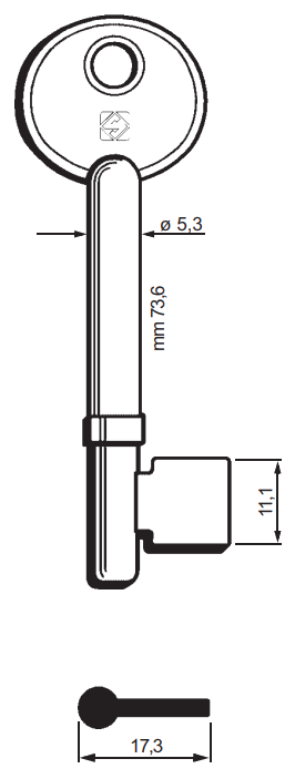 Afbeelding van Silca Klaviersleutel brass 2UN2