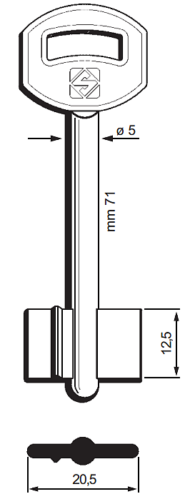Afbeelding van Silca Klaviersleutel brass 5CPR3