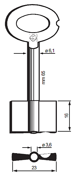 Afbeelding van Silca Klaviersleutel brass 5ME4