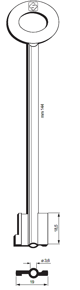 Afbeelding van Silca Klaviersleutel brass 5RSG1