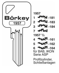 Afbeelding van Borkey 1957 1 Cilindersleutel voor BAB / IKON