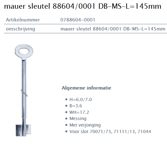 Afbeelding van MAUER dubbelbaardsleutel 0788604-0001 L=145mm