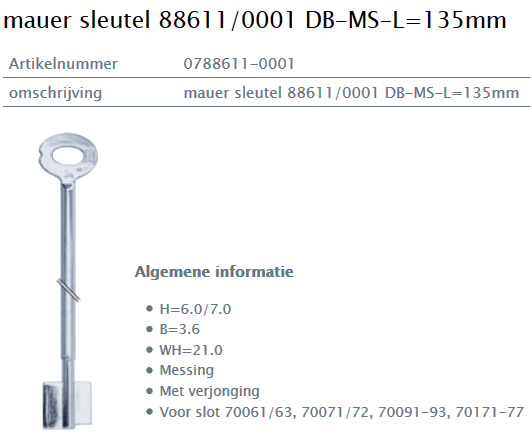Afbeelding van MAUER dubbelbaardsleutel 0788611-0001 L=135mm