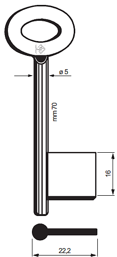 Afbeelding van Silca Klaviersleutel dop ijzer 9575