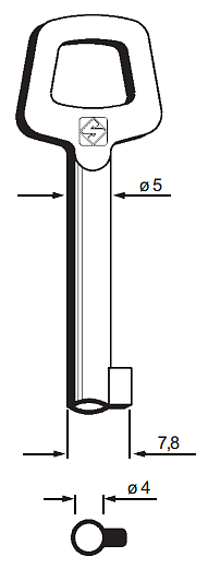 Afbeelding van Silca Klaviersleutel brass 6ASS1