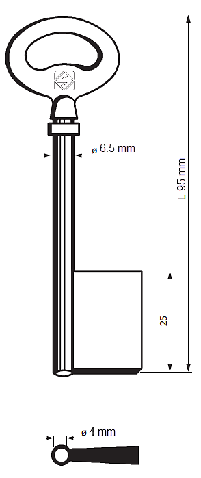 Afbeelding van Silca Klaviersleutel brass 6F14