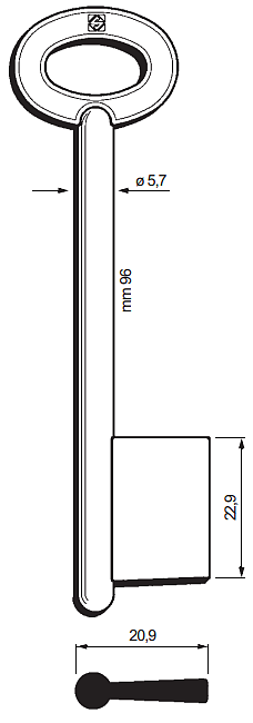 Afbeelding van Silca Klaviersleutel brass 6M38