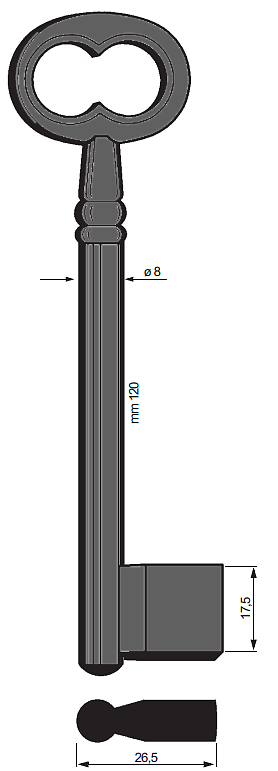 Afbeelding van Silca Klaviersleutel dop ijzer 5112