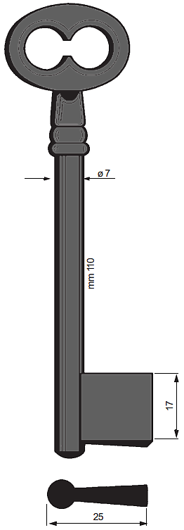 Afbeelding van Silca Klaviersleutel dop ijzer 5411