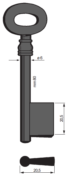 Afbeelding van Silca Klaviersleutel dop ijzer 5508