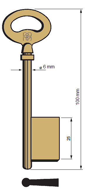 Afbeelding van Silca Klaviersleutel brass 6M13
