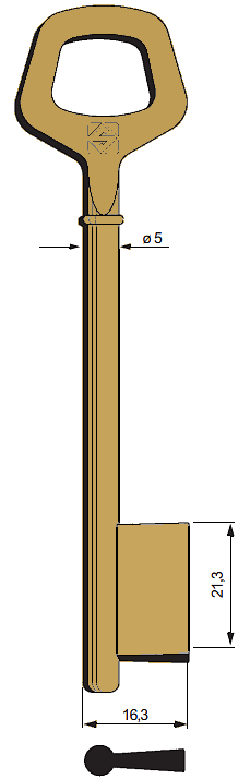 Afbeelding van Silca Klaviersleutel brass 6JM6