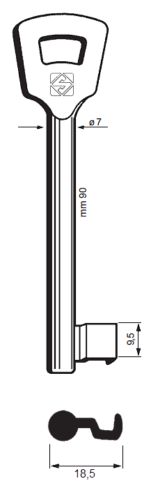 Afbeelding van Silca Klaviersleutel ijzer 1NFHL (106N)