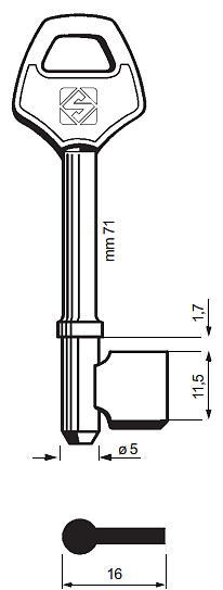 Afbeelding van Silca Klaviersleutel ijzer 2FY4