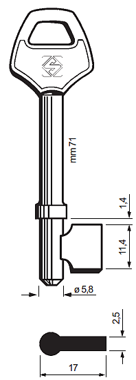 Afbeelding van Silca Klaviersleutel ijzer 2FY7