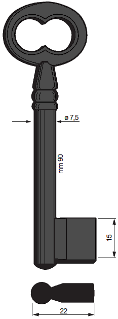 Afbeelding van Silca Klaviersleutel ijzer dop 5109