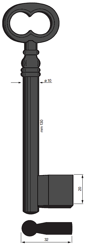 Afbeelding van Silca Klaviersleutel ijzer dop 5113/1
