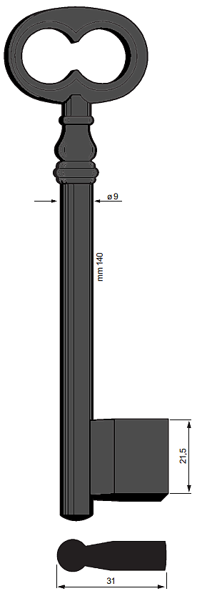 Afbeelding van Silca Klaviersleutel ijzer dop 5114