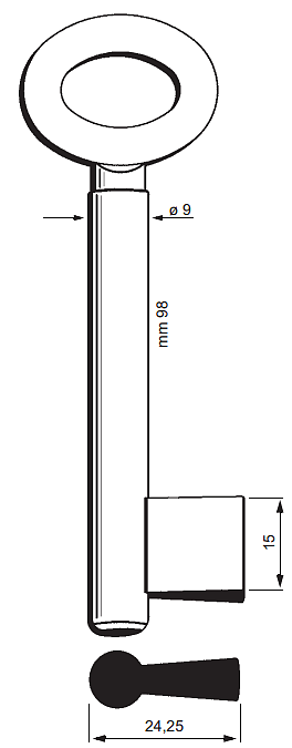 Afbeelding van Silca Klaviersleutel ijzer dop 6998V