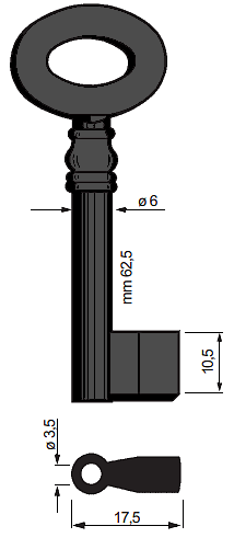 Afbeelding van Silca Klaviersleutel ijzer pijp 6106