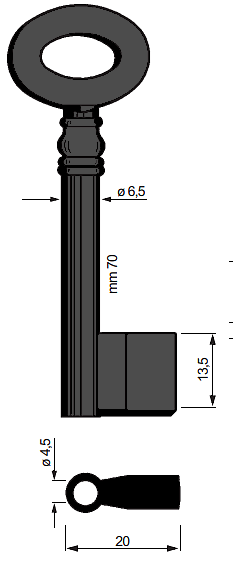 Afbeelding van Silca Klaviersleutel ijzer pijp 6107