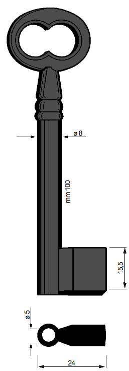 Afbeelding van Silca Klaviersleutel ijzer pijp 6110