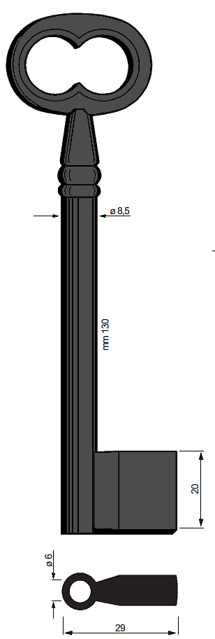 Afbeelding van Silca Klaviersleutel ijzer pijp 6113