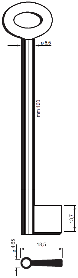Afbeelding van Silca Klaviersleutel ijzer pijp 6510/1 (6.5mm)