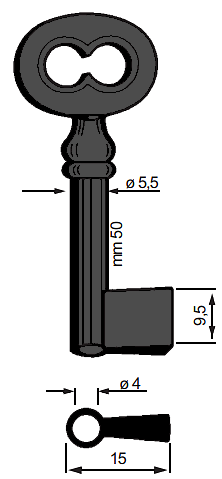 Afbeelding van Silca Klaviersleutel ijzer pijp 6605
