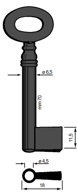 Afbeelding van Silca Klaviersleutel ijzer pijp 6607